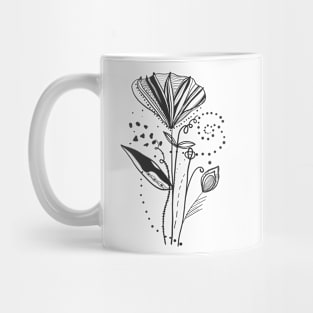 Summer time abstract black flowers Mug